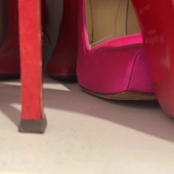 Red YSL platform suede pumps - Picture 5 of 6